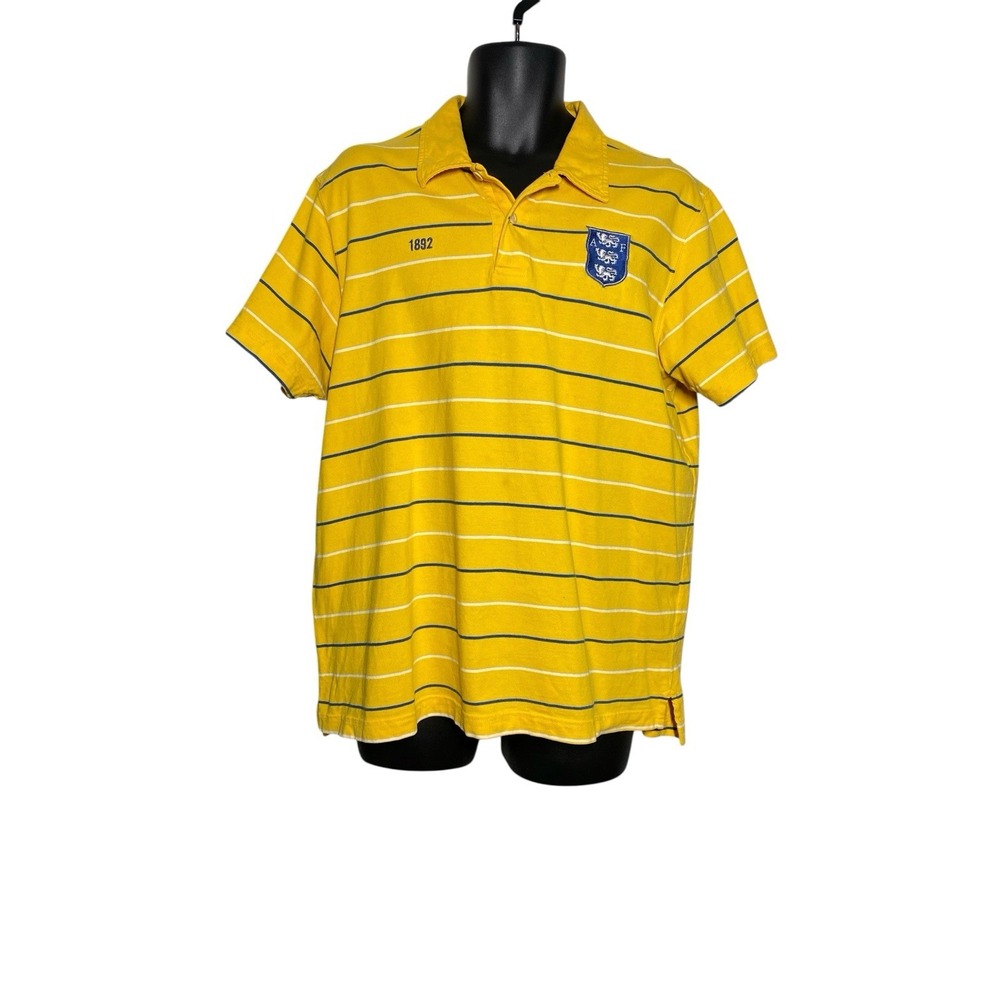 Abercrombie & Fitch Muscle Yellow‎ White Striped Polo Shirt Men's Size XL